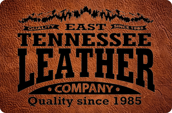 A leather company logo on the side of a wall.